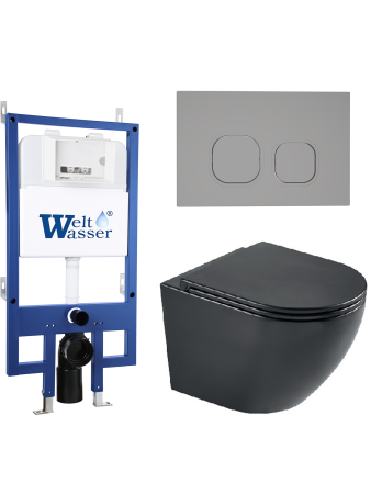 Комплект инсталляции с унитазом Weltwasser BAMBERG 545 + MERZBACH 043 MT-BL + BAMBERG CR