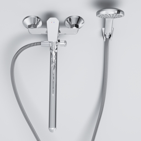 F90A90100 Gem, Смеситель для ванны и душа AM.PM, излив 325 мм, душевой набор, хром