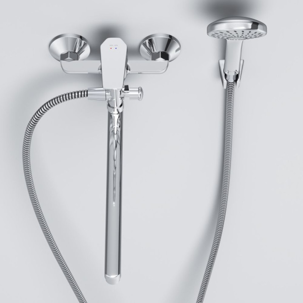 F90A90100 Gem, Смеситель для ванны и душа AM.PM, излив 325 мм, душевой набор, хром