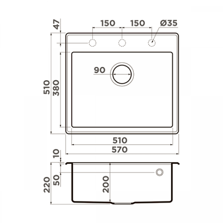 Кухонная мойка Omoikiri Tedori 57-DC Tetogranit темный шоколад 4993984