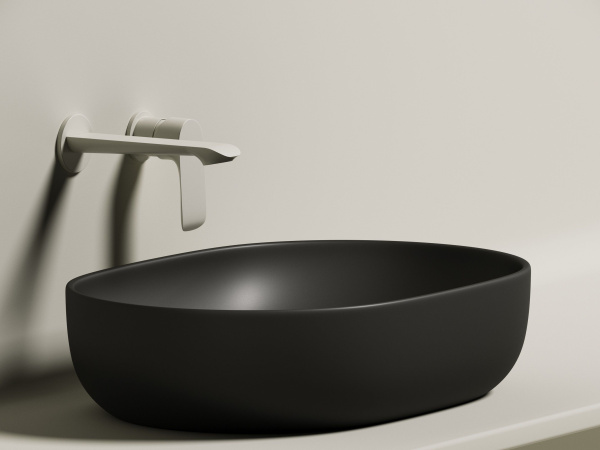 Умывальник чаша накладная овальная Ceramicanova Element 600*415*135мм, Черный матовый, CN6047MB