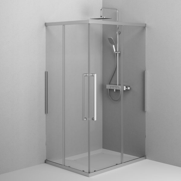 W84G-403-12090-MT Душевое ограждение AM.PM Func Square Slide 120х90, мат хром, прозрачное