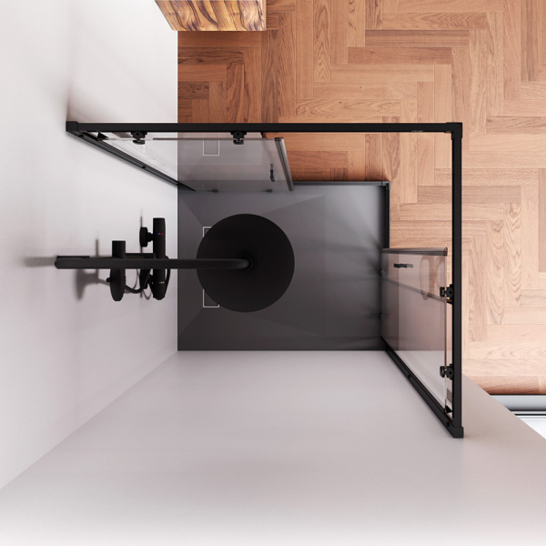 W90G-403-100280-BT Gem Душевое ограждение AM.PM прямоугольн.,раздвиж.двери 100x80 черный мат.,стекло прозрачное