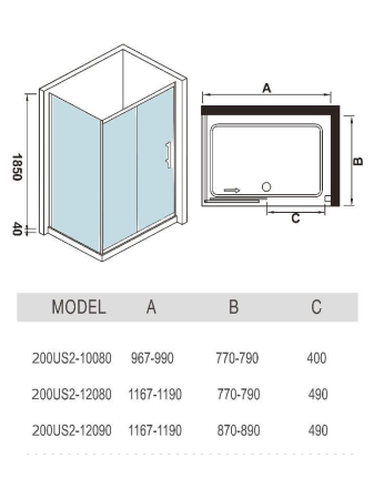 Душевой уголок WeltWasser WW 200US22-12080
