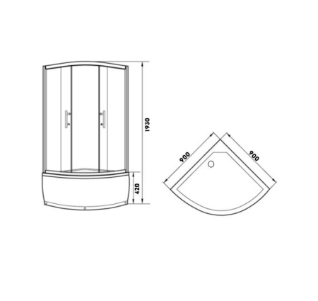 Душевой уголок PARLY Z9011 90х90х193см  с поддоном