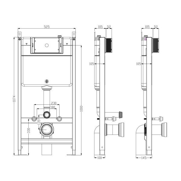 Комплект инсталляция для унитаза TIMO TWC-01 и кнопка смыва TIMO INARI FP-003W