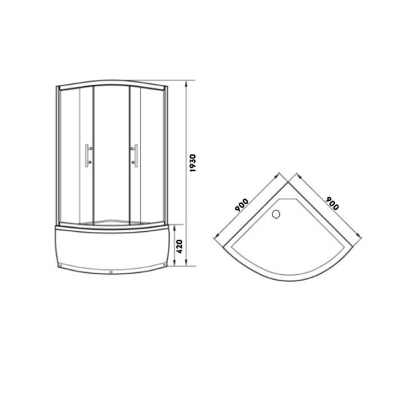 Душевой уголок PARLY Z9011 90х90х193см  с поддоном