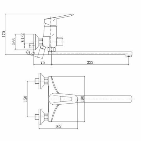 Смеситель для ванны FASHUN A2207, хром