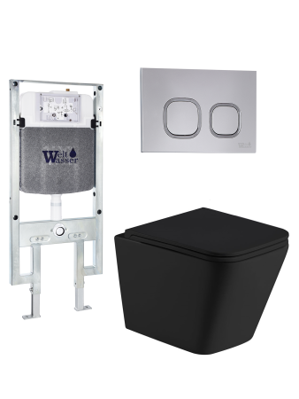 Комплект инсталляции с унитазом Weltwasser AMBERG 497 ST + GELBACH 043 MT-BL + AMBERG RD-CR