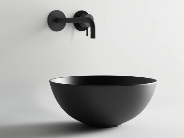 Умывальник чаша накладная круглая Ceramicanova Element 358*358*155мм, Черный матовый, CN6004