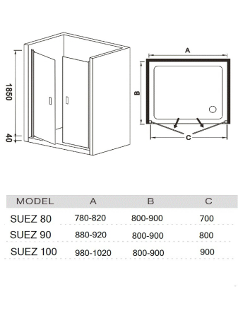 Душевая дверь River SUEZ 100 МТ