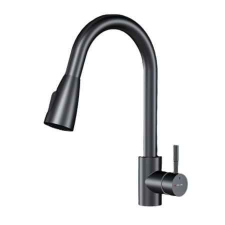 F85B07522 X-Joy S, Смеситель для кухни AM.PM с вытягивающимся изливом, черный