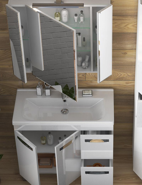 Тумба под раковину напольная VIGO Plaza tn.PLA.MIR.80.2D.2Y, 80 см