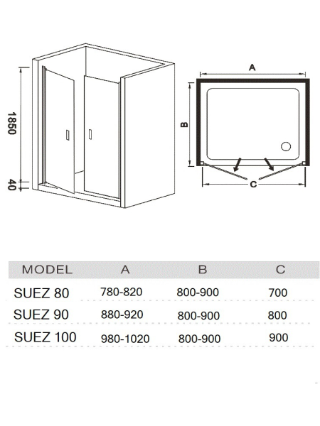 Душевая дверь River SUEZ 100 МТ