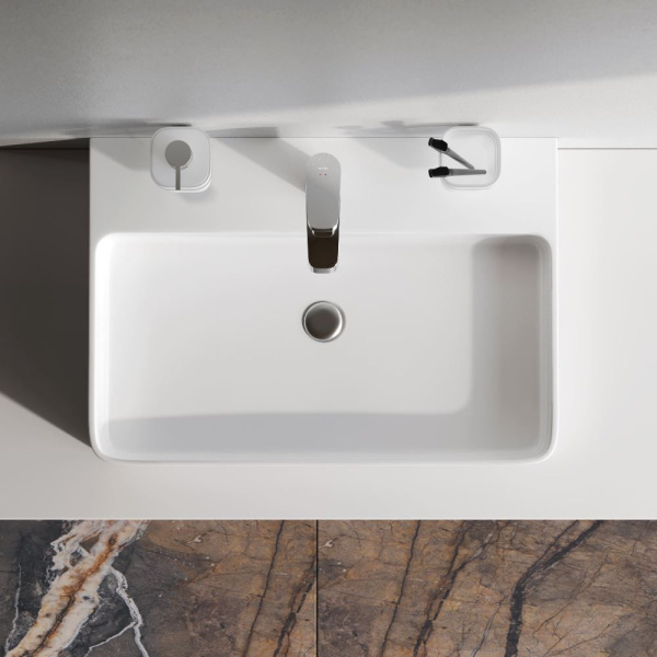 M8FWCC10601WG Func Раковина накладная AM.PM, прямоугольная с пъедесталом, 60 см, цвет белый глянец