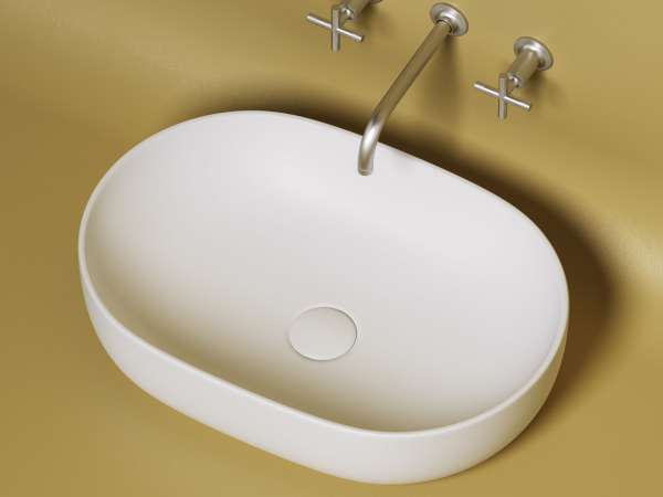 Умывальник чаша накладная овальная Ceramicanova Element 600*415*135мм, Белый матовый, CN6047MW
