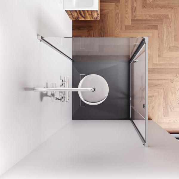 W90G-404-9090-MT Gem Душевое ограждение AM.PM квадрат, распашн дверь 90x90, мат хром, стекло прозрачное