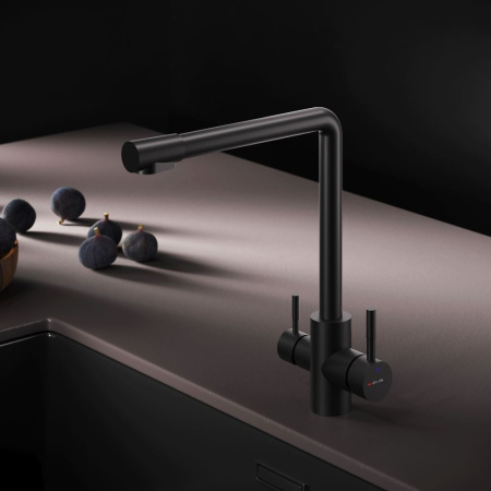F85B05722 X-Joy S, Смеситель для кухни AM.PM с L-изливом с каналом для питьевой воды, черный