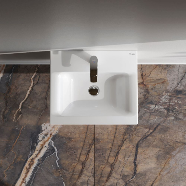M90WCC0502WG GEM, Раковина мебельная AM.PM, керамическая, 50 см, встроенная, цвет: белый, глянец