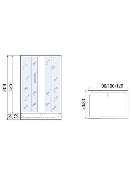 Душевой уголок River MORAVA XL 100/80/24 МТ без поддона