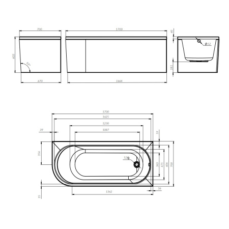 W94A-170R70W-ARP X-joy Комплект Ванна акриловая AM.PM угловая правосторонняя 170x70 см c каркасом, панелью