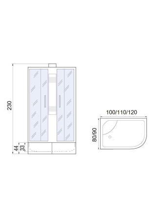 Душевая кабина МОНОМАХ МОНОМАХ XL Б/К 120/80/44 МЗ L 1200х800х2300мм
