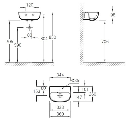 Раковина Jacob Delafon Odeon Up 36 E4761-00 Белая