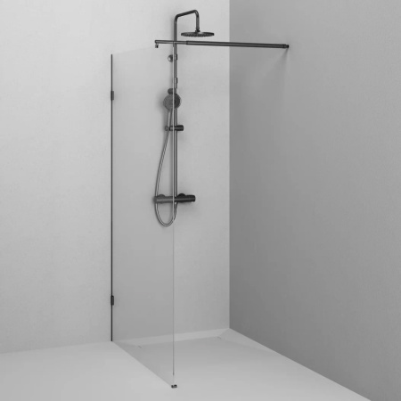 W94WI-110-F1-BTE Душевая перегородка AM.PM X-Joy 110x195, стекло прозр. 6 мм + покрытие, фурнитура черный