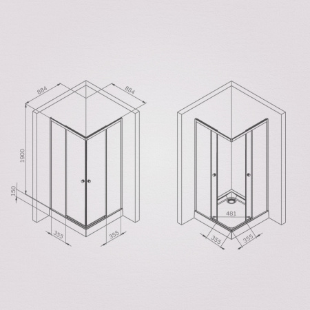 W94G-403-9090-BТ Душевое ограждение AM.PM X-Joy Square Slide 90х90, черный, прозрачное