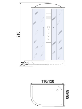 Душевая кабина River DUNAY 120/90/24 R ТН 1200х900х2100мм