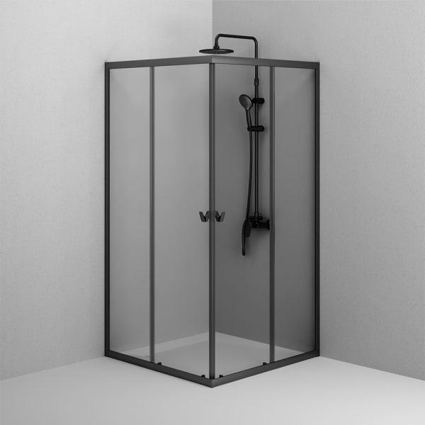 W87G-403-12090-BT Sunny Душевое ограждение AM.PM прямоугольн, раздвижн двери 120x90 черный,стекло прозрачное