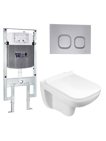 Унитаз с инсталляцией WeltWasser AMBERG 497 ST + KEHLBACH 004 GL-WT + AMBERG RD-CR