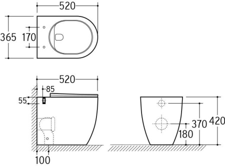 Приставной безободковый унитаз Roxen Antares 650185-01