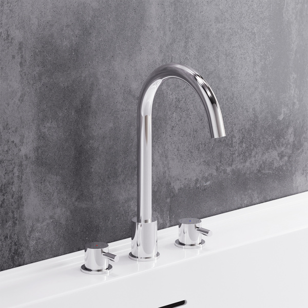 360200000 Scandinavian Pure Смеситель для умывальника Damixa, встраиваемый в столешницу, трёхсекционный, хр