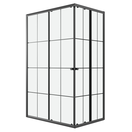 Душевое ограждение Niagara Eco NG-1018-14QKL (100х80х190) прямоугольник,раздвижное,черный,стекло клетка,1 место