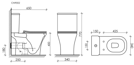 Напольный унитаз с бачком Ceramicanova Alfa Rimless, Белый, CN9002