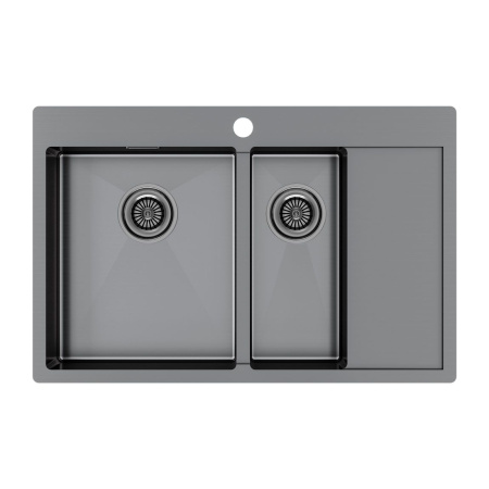 Мойка Paulmark KRONER 78/2SF PM227851-GML 510х780х200 мм, нержавеющая сталь, вороненая сталь