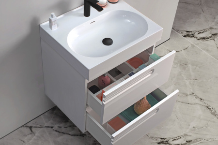 Тумба под умывальник Belux подвесная Стокгольм 60-02, белый глянцевый