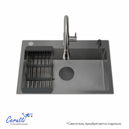 Мойка GLORIA60B nano black (графит) кухонная из нержавеющей стали (600х500х220) Ceruttispa