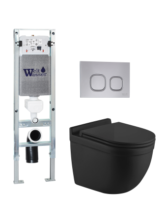 Комплект инсталляции с унитазом Weltwasser AMBERG 350 ST + HEIMBACH 043 MT-BL + AMBERG RD-CR