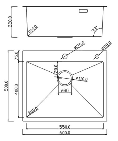 Кухонная мойка Roxen Simple 60 PVD (gold)