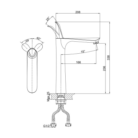 Смеситель для раковины D&K Venice DA1032059, черный/золото