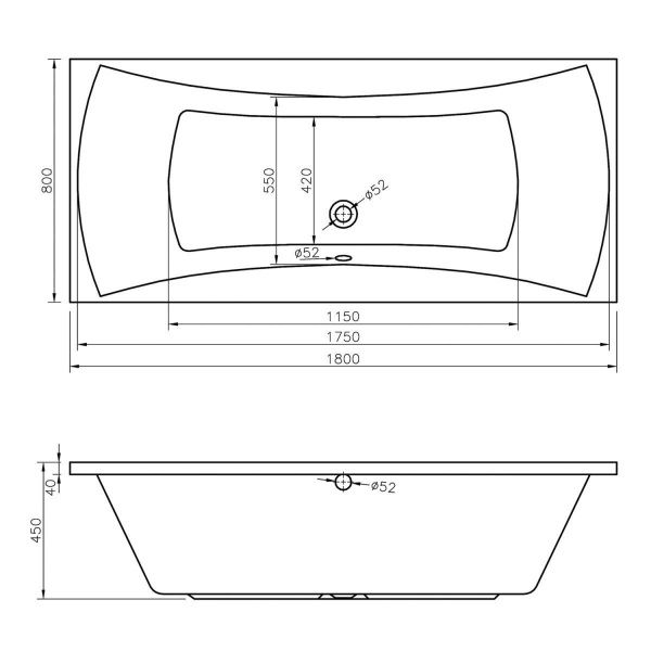 Акриловая ванна Lavinia Boho Evan 180х80 37110180