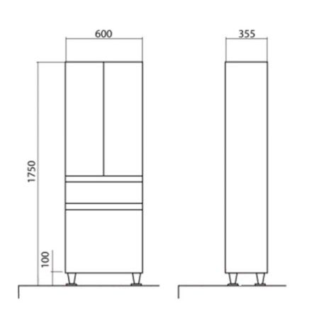 Шкаф-пенал Аква Родос Акцент 60 синий матовый ОР0002358