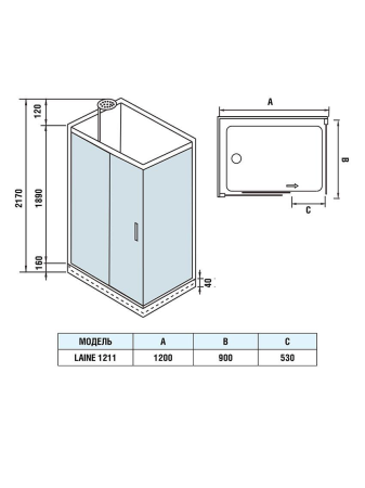 Душевая кабина WeltWasser LAINE 1211 900х1200х2170мм