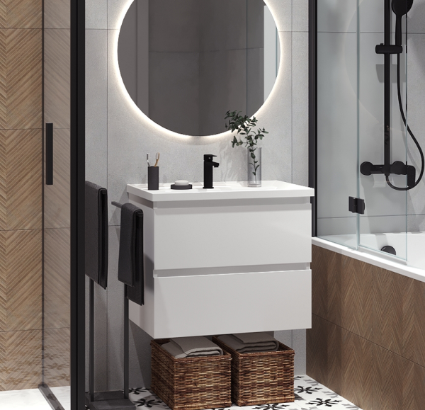 Тумба под умывальник Belux подвесная Фаворит 85-02, белый глянцевый