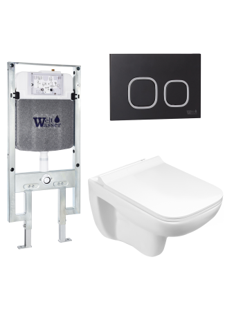 Унитаз с инсталляцией WeltWasser AMBERG 497 ST + KEHLBACH 004 GL-WT + AMBERG RD-BL