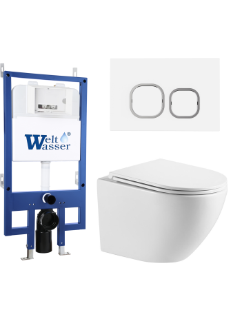 Комплект инсталляции с унитазом Weltwasser BAMBERG 545 + MERZBACH 041 XL GL-WT + BAMBERG WT