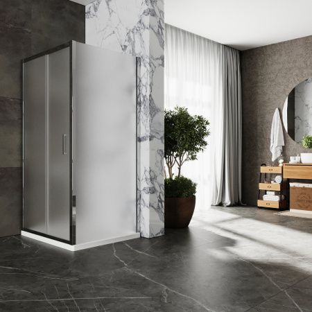 Душевой уголок Roxen Caspia 55060-100C (100х80) стекла матовые/профиль хром