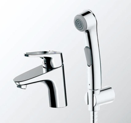 Смеситель для раковины с гигиеническим душем Bravat Drop-D F148162C-1, хром